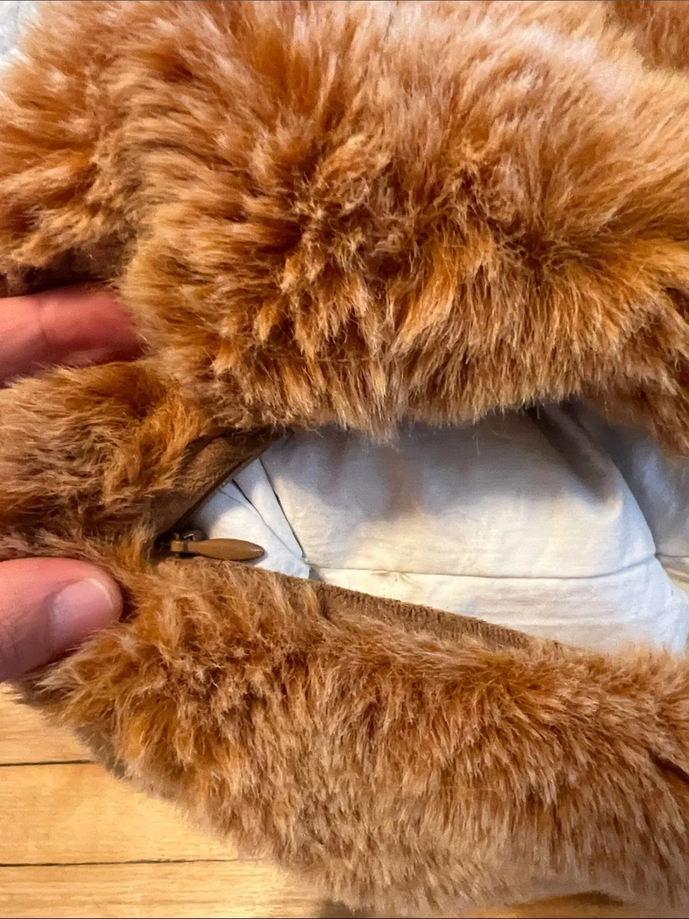 Anthropologie Luxe Sculpted Faux Fur Pillow Bronze Down Filled Large Soft